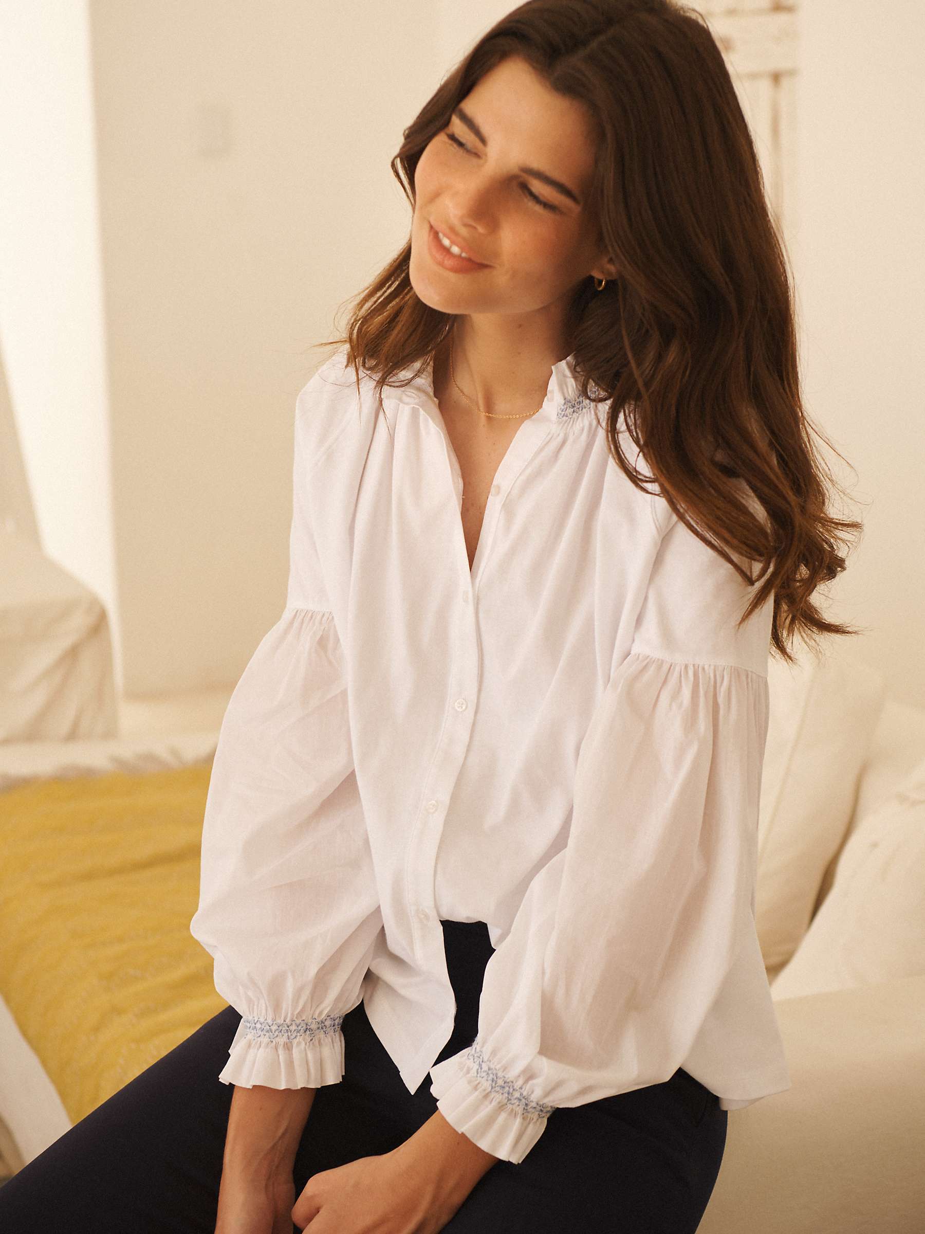 Buy NRBY Esther Embroidered Cotton Shirt, White Online at johnlewis.com