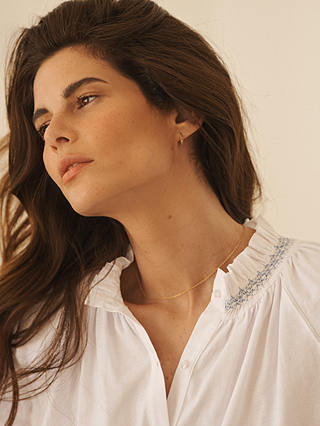 NRBY Esther Embroidered Cotton Shirt, White
