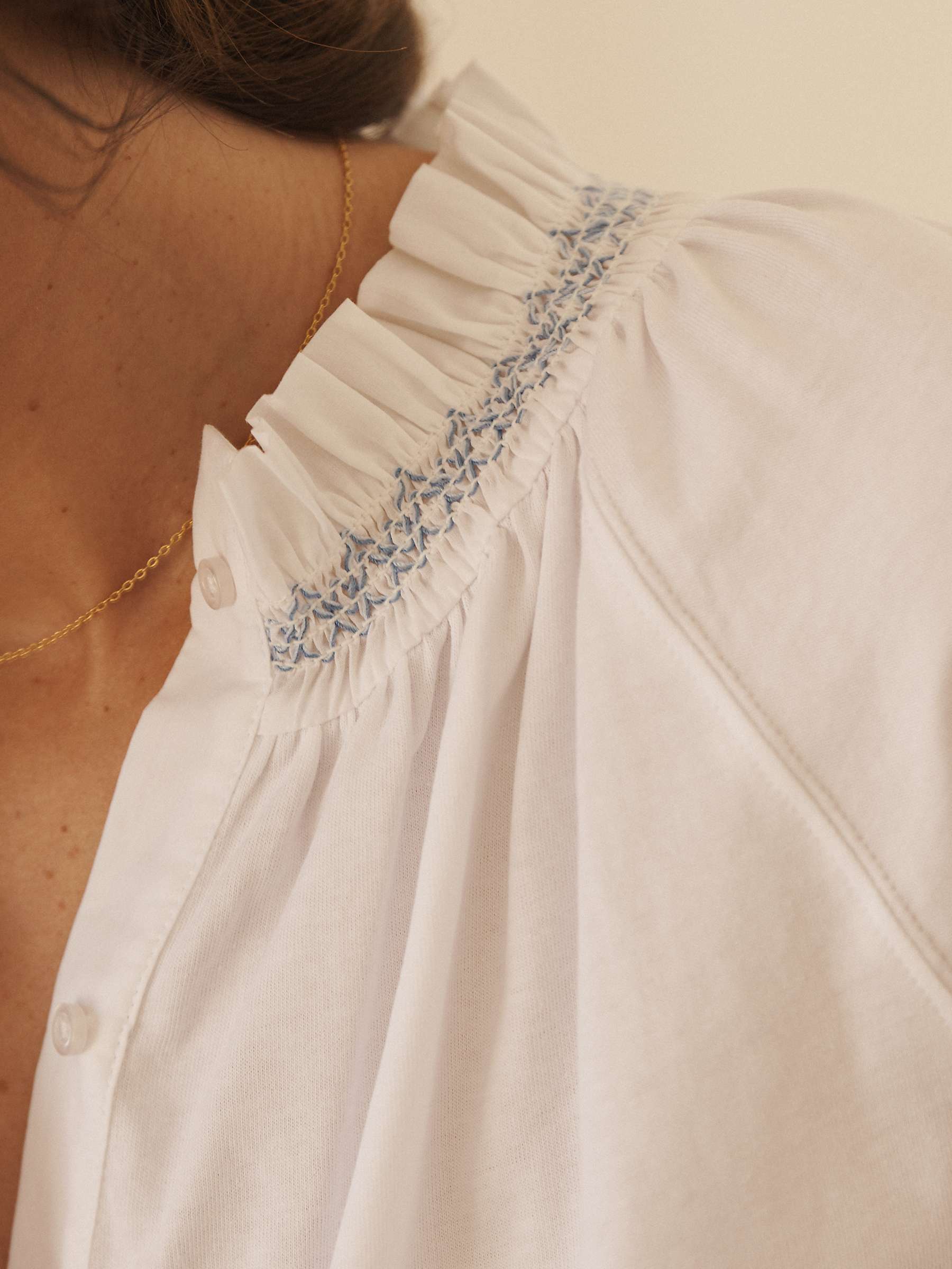 Buy NRBY Esther Embroidered Cotton Shirt, White Online at johnlewis.com