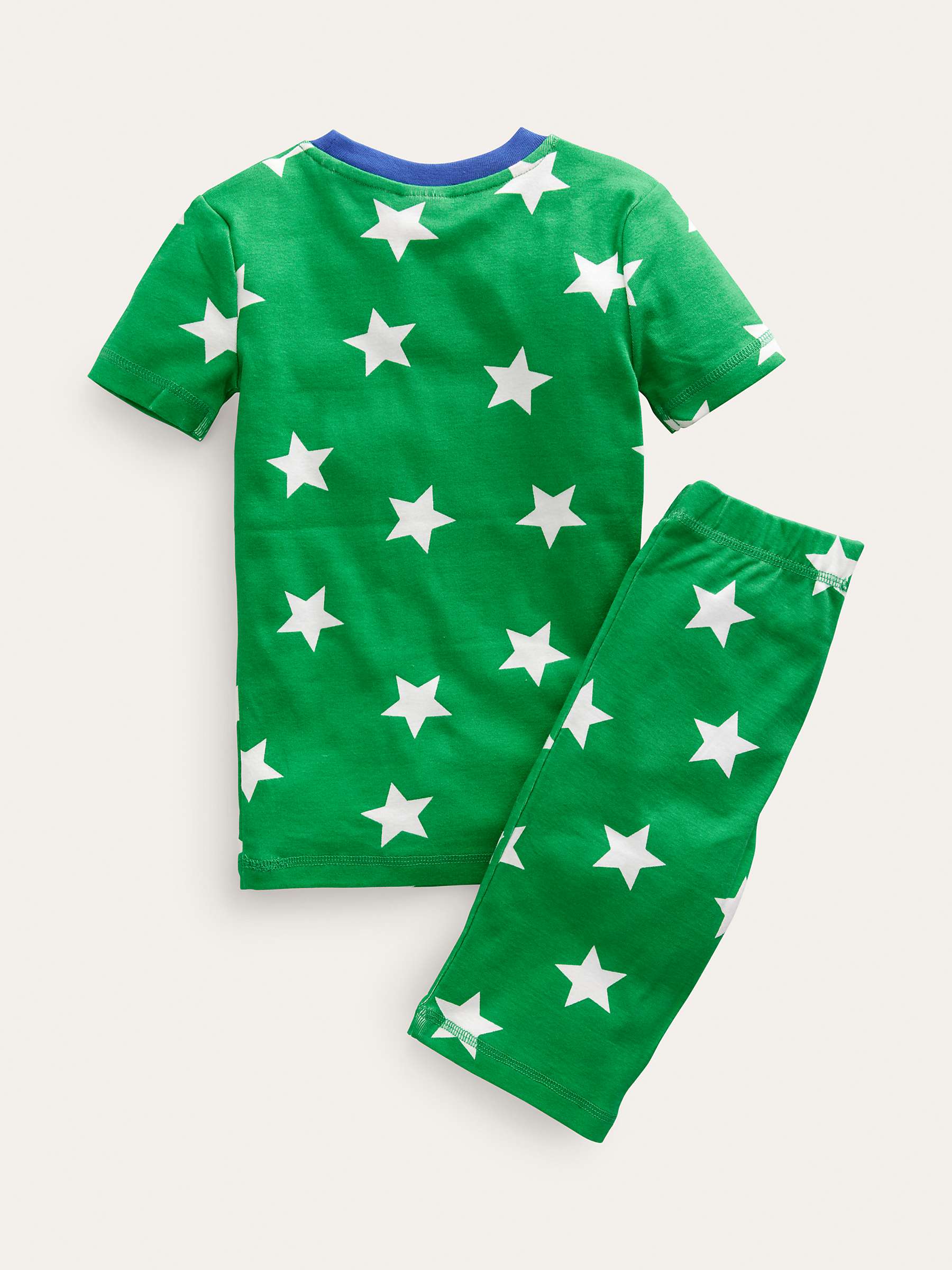 Buy Mini Boden Kids' Star Print Snug Short John Pyjamas, Green/Ecru Online at johnlewis.com