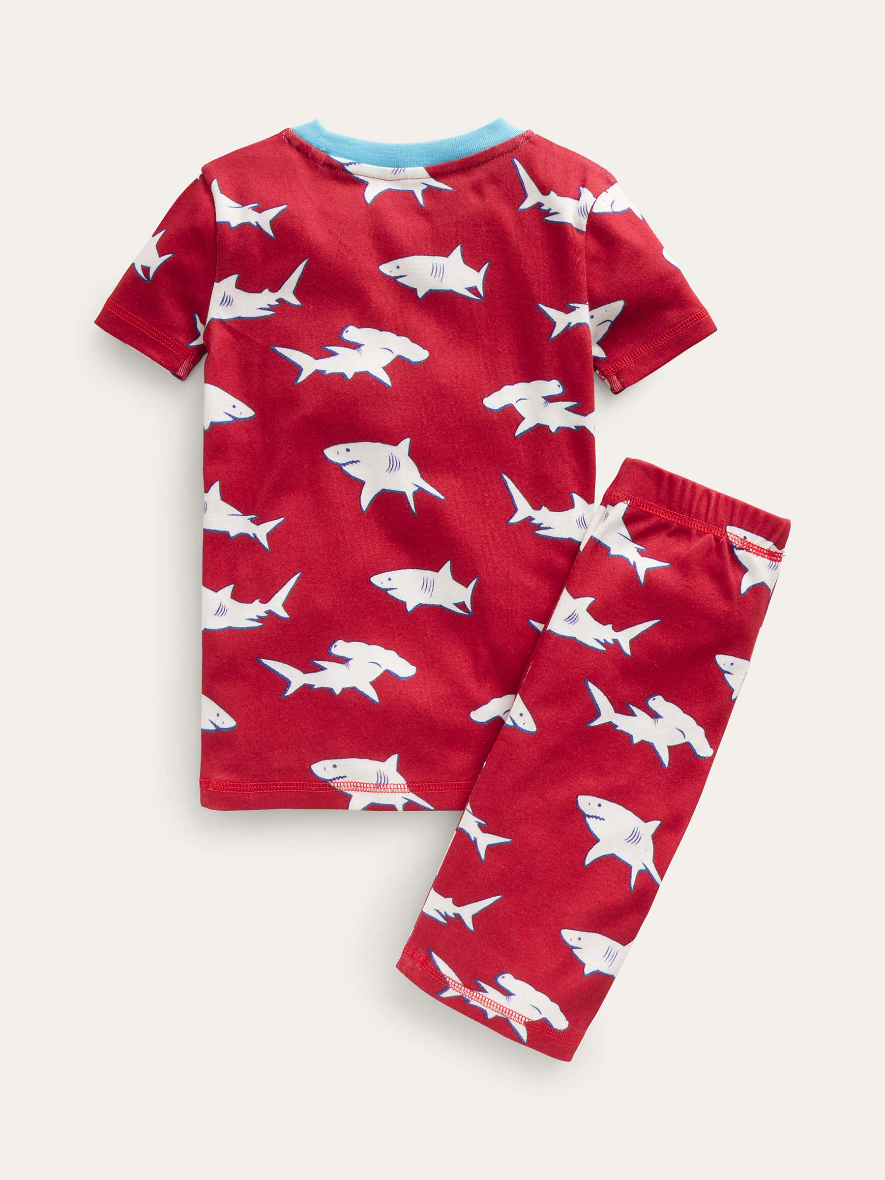 Buy Mini Boden Kids' Shark Glow In The Dark Snug Short John Pyjamas, Red Online at johnlewis.com