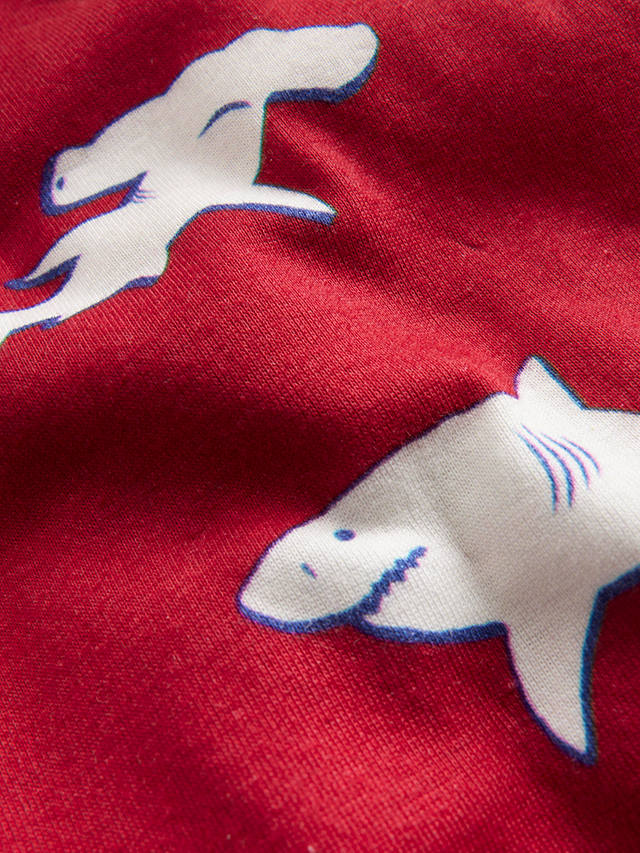 Mini Boden Kids' Shark Glow In The Dark Snug Short John Pyjamas, Red