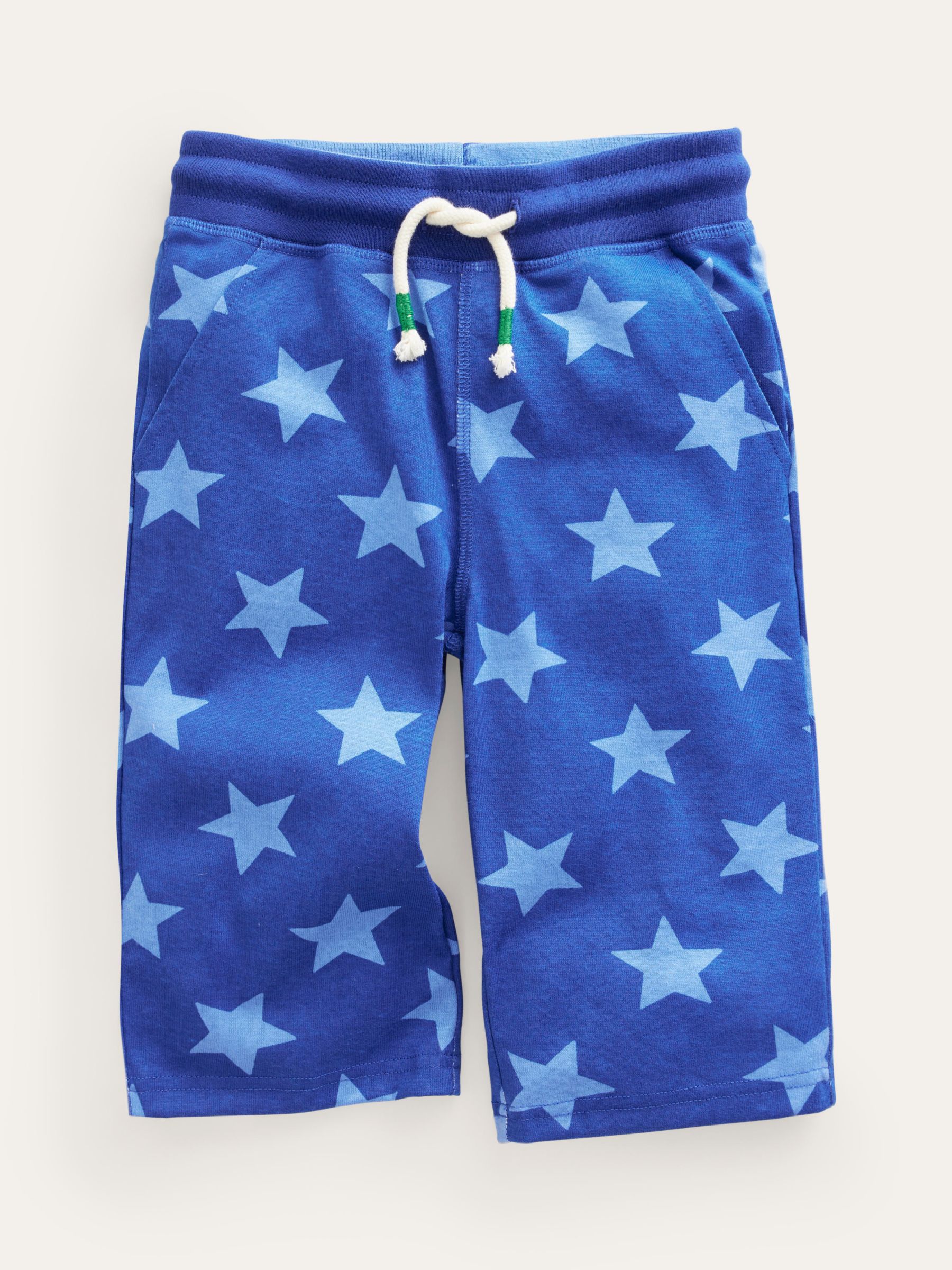Mini Boden Kids' Jersey Star Print Baggies Shorts, Sapphire Blue, 3 years