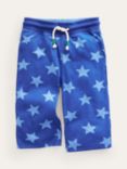 Mini Boden Kids' Jersey Star Print Baggies Shorts, Sapphire Blue