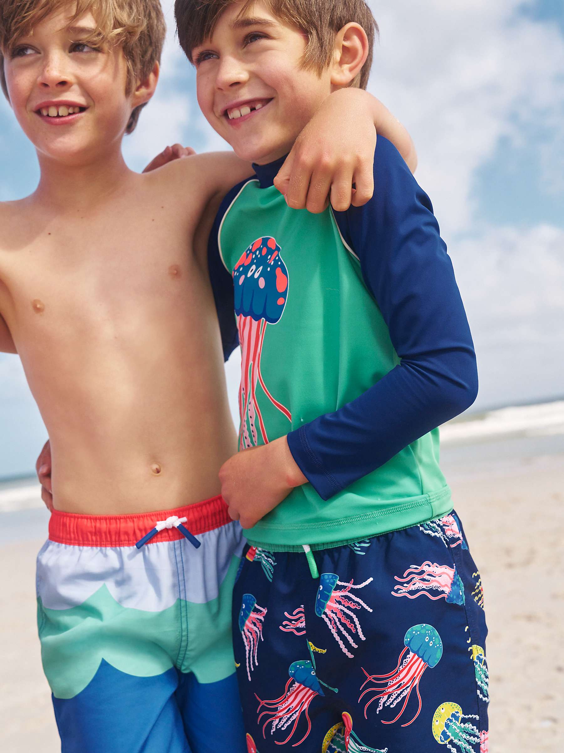 Buy Mini Boden Kids' Jellyfish Swim Shorts, Blue/Multi Online at johnlewis.com
