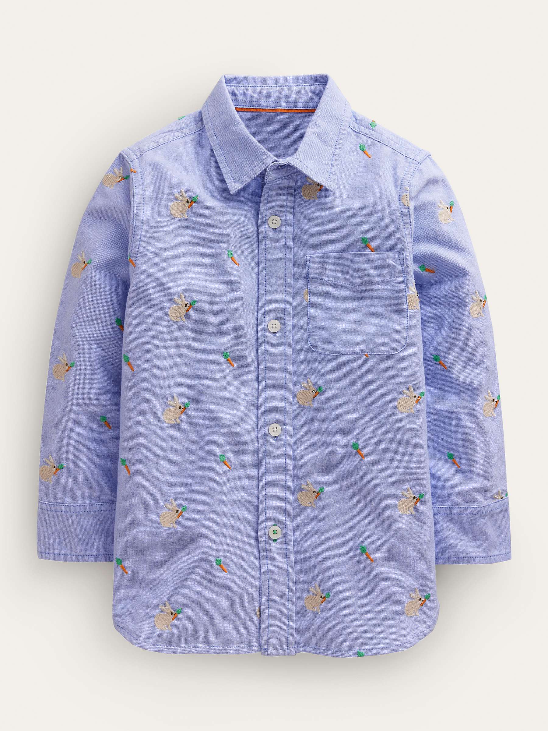 Buy Mini Boden Kids' Embroidered Bunny Oxford Shirt, Blue Online at johnlewis.com