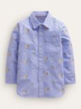 Mini Boden Kids' Embroidered Bunny Oxford Shirt, Blue, Blue