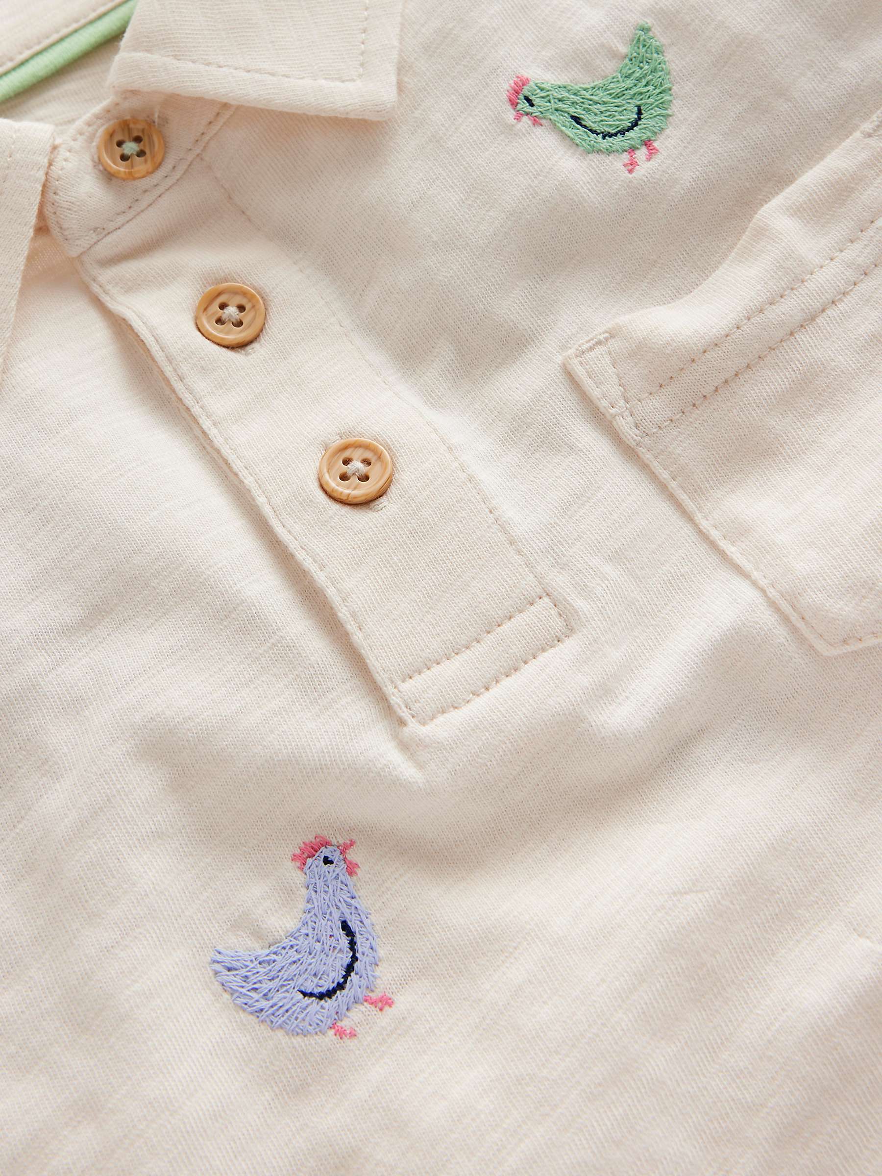 Buy Mini Boden Kids' Chicken Embroidered Slubbed Polo Shirt, Ivory Online at johnlewis.com