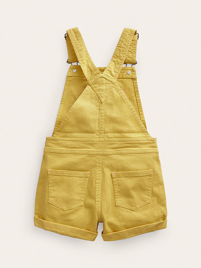 Mini Boden Kids' Heart Pocket Short Dungarees, Spring Yellow