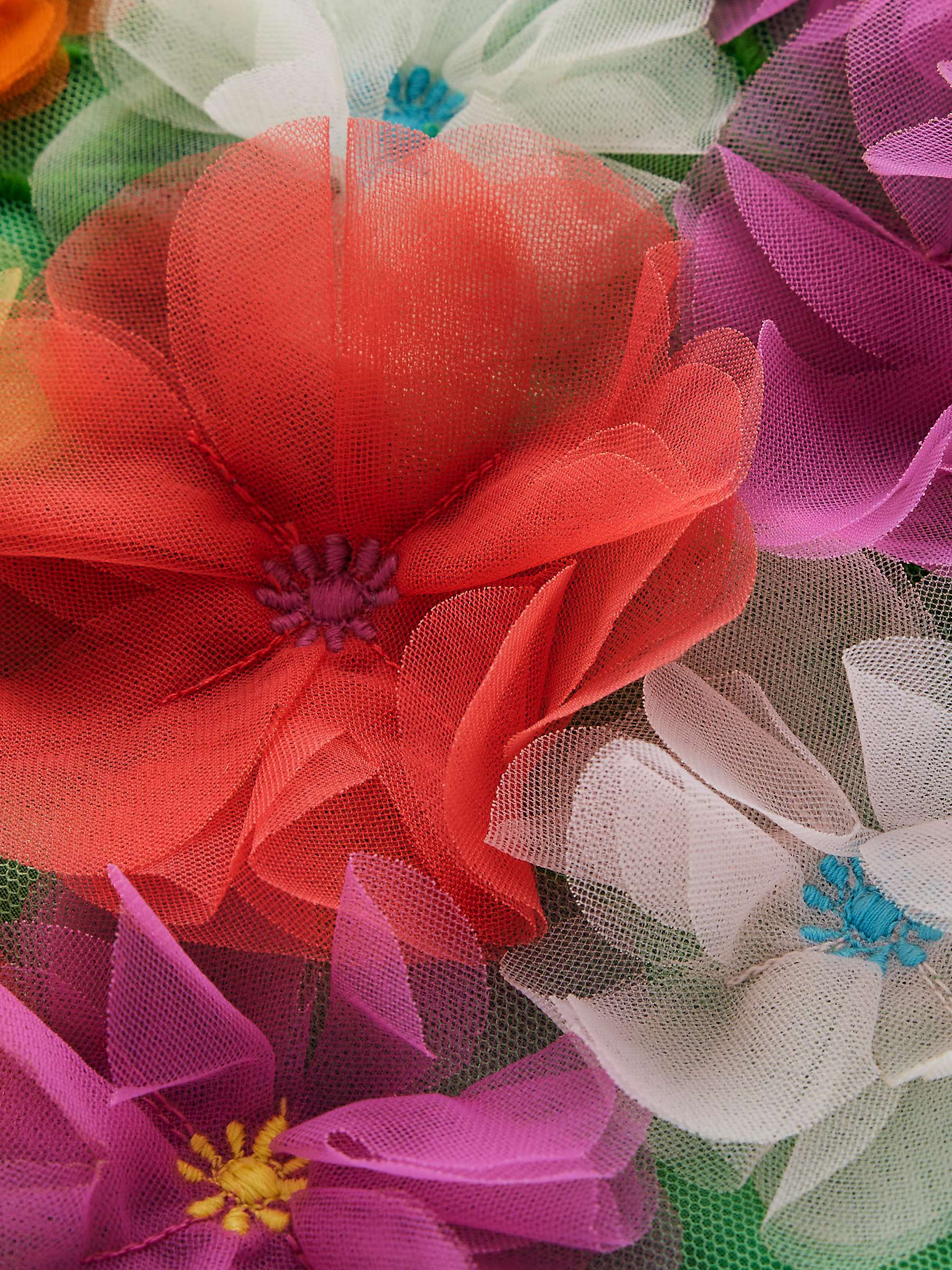 Buy Mini Boden Kids' Applique Flowers Tulle Dress, Pea Green Online at johnlewis.com