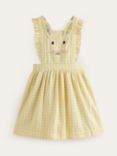 Mini Boden Kids' Charming Bunny Pinafore Dress, Honey/Ivory, Honey/Ivory