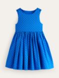 Mini Boden Kids' Applique Rainbow Back Dress, Blue/Multi, Blue/Multi