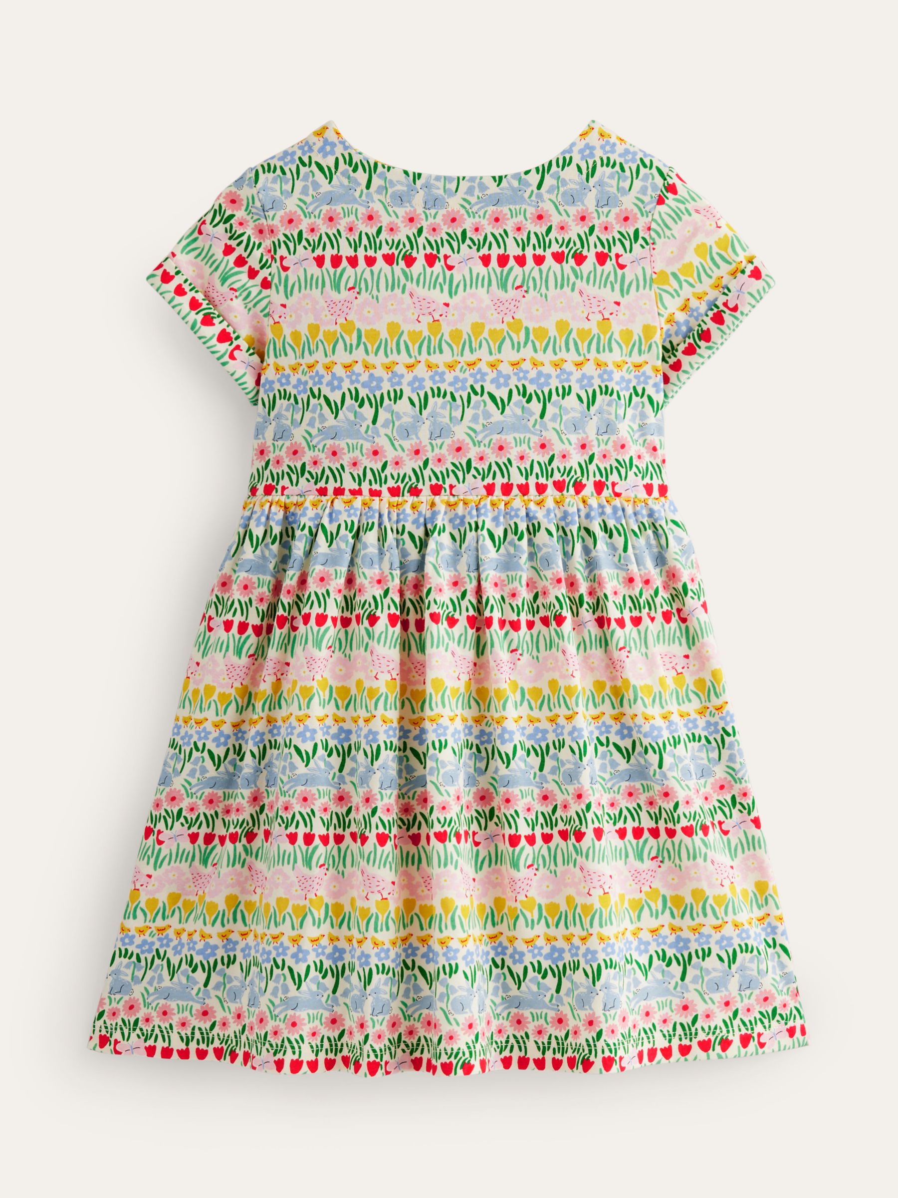 Mini Boden Kids' Fun Spring Stripe Short Sleeve Jersey Dress, Multi at ...