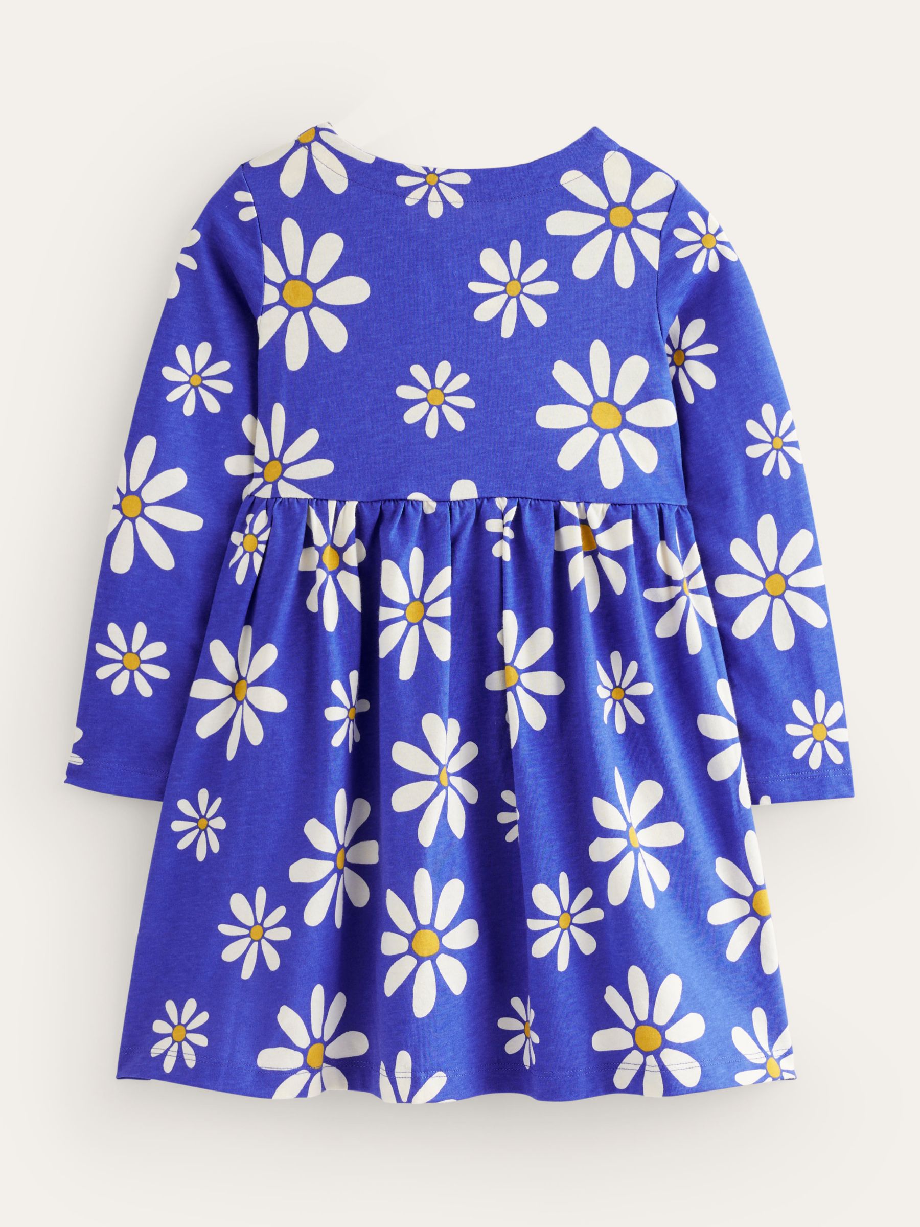 Buy Mini Boden Kids' Fun Floral Long Sleeve Jersey Dress, Sapphire Blue Daisy Online at johnlewis.com