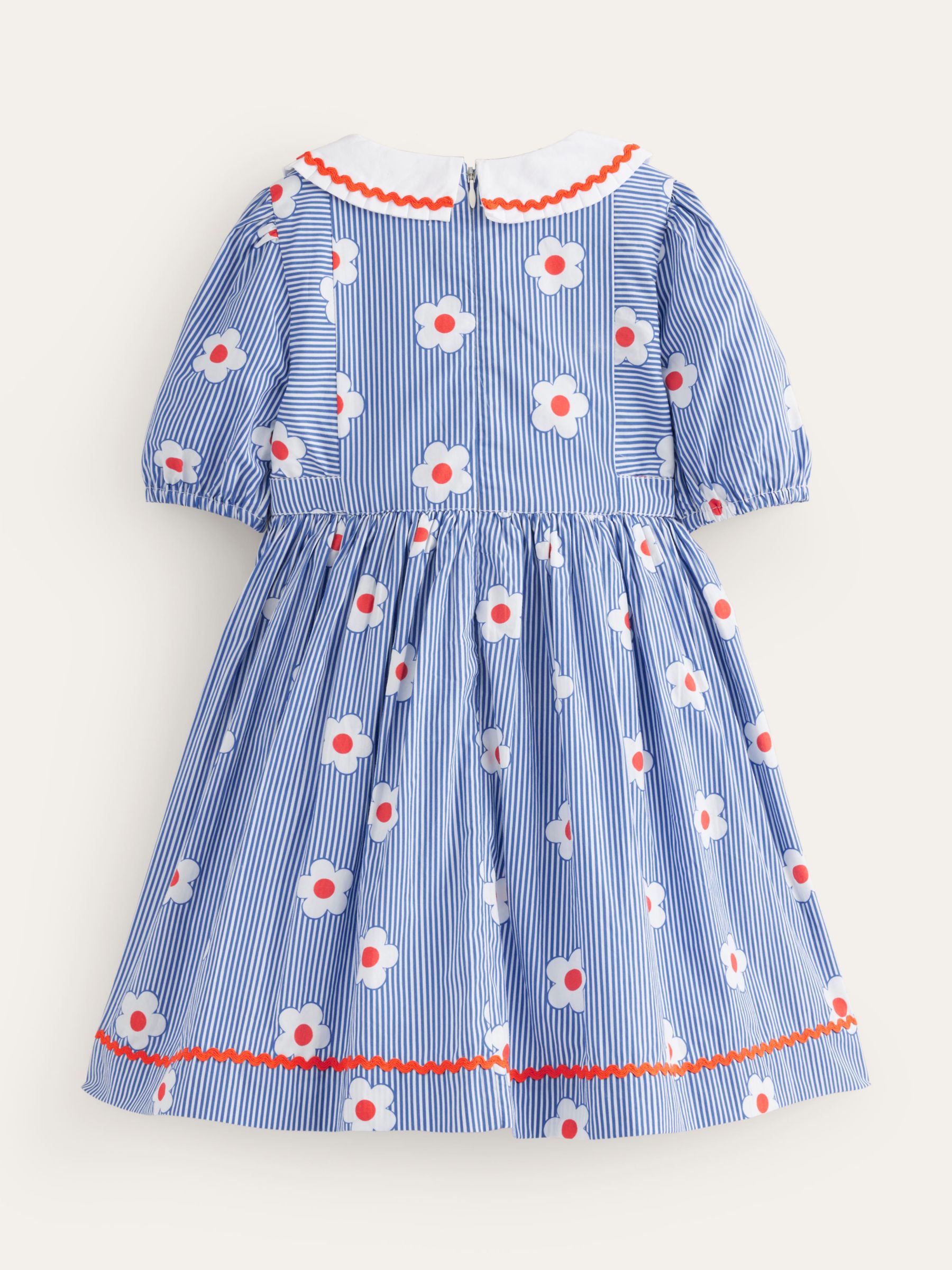 Buy Mini Boden Kids' Floral Collared Sailor Dress, Bluejay Daisy Stripe Online at johnlewis.com