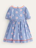 Mini Boden Kids' Floral Collared Sailor Dress, Bluejay Daisy Stripe
