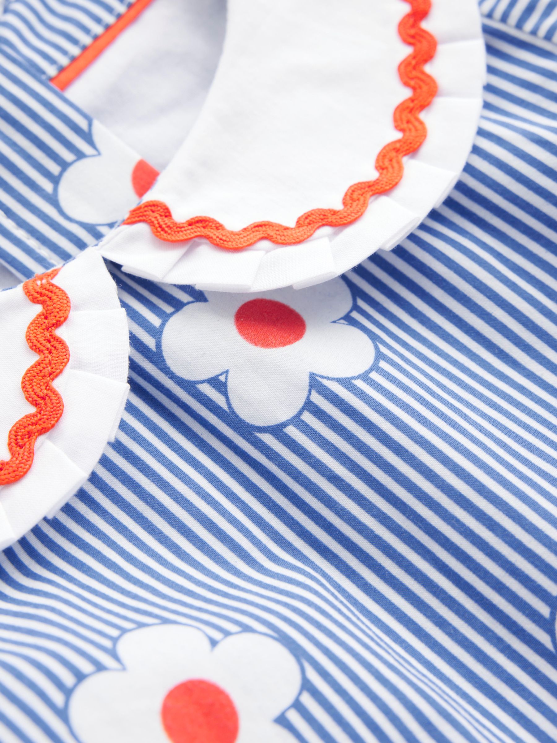 Buy Mini Boden Kids' Floral Collared Sailor Dress, Bluejay Daisy Stripe Online at johnlewis.com