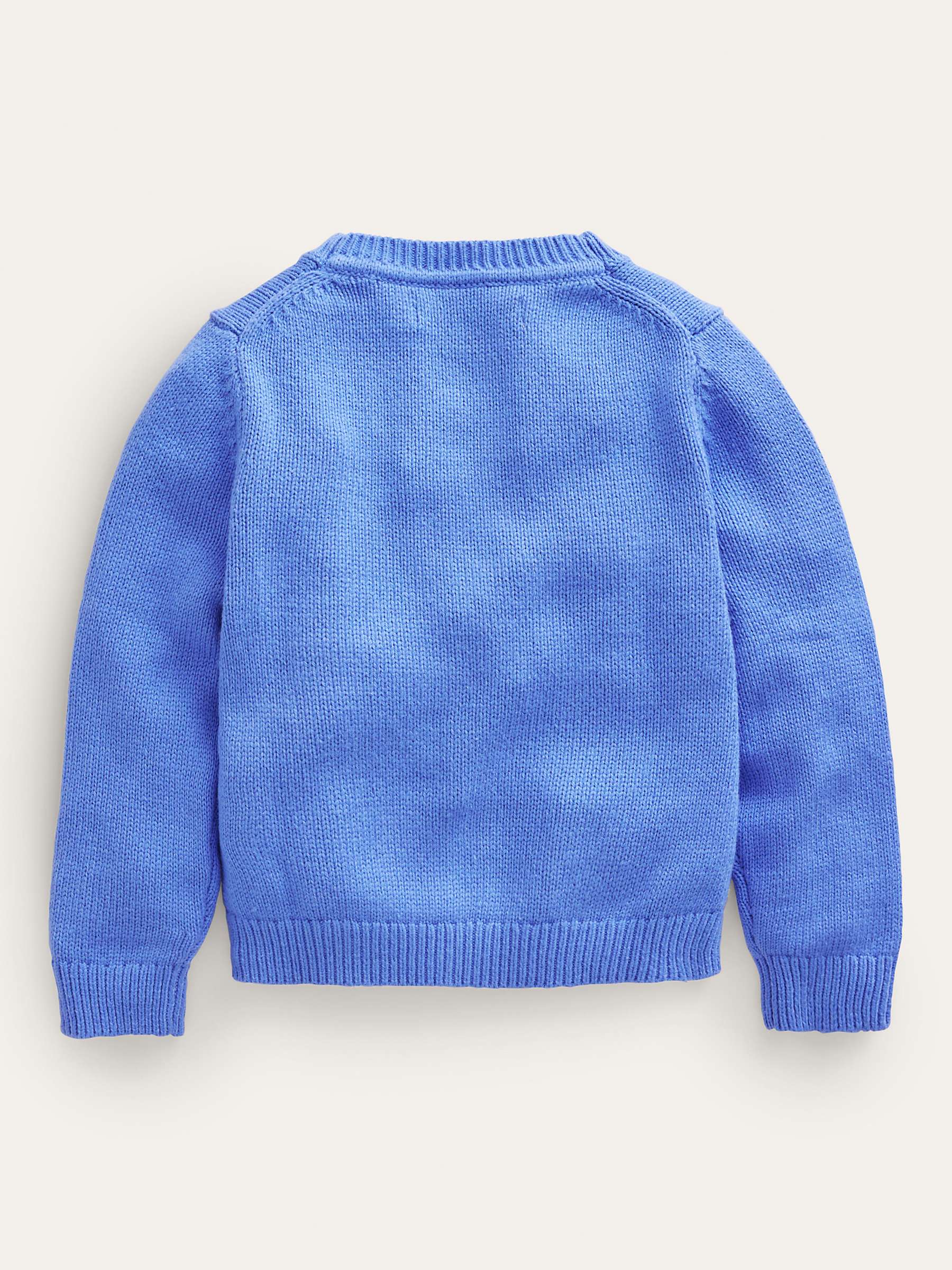 Buy Mini Boden Kids' Fun Daisy Crochet Wool Blend Cardigan, Blue Heron Online at johnlewis.com