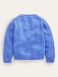 Mini Boden Kids' Fun Daisy Crochet Wool Blend Cardigan, Blue Heron