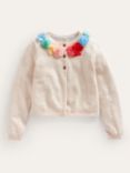 Mini Boden Kids' Occasion Tulle Flower Cardigan, Ivory