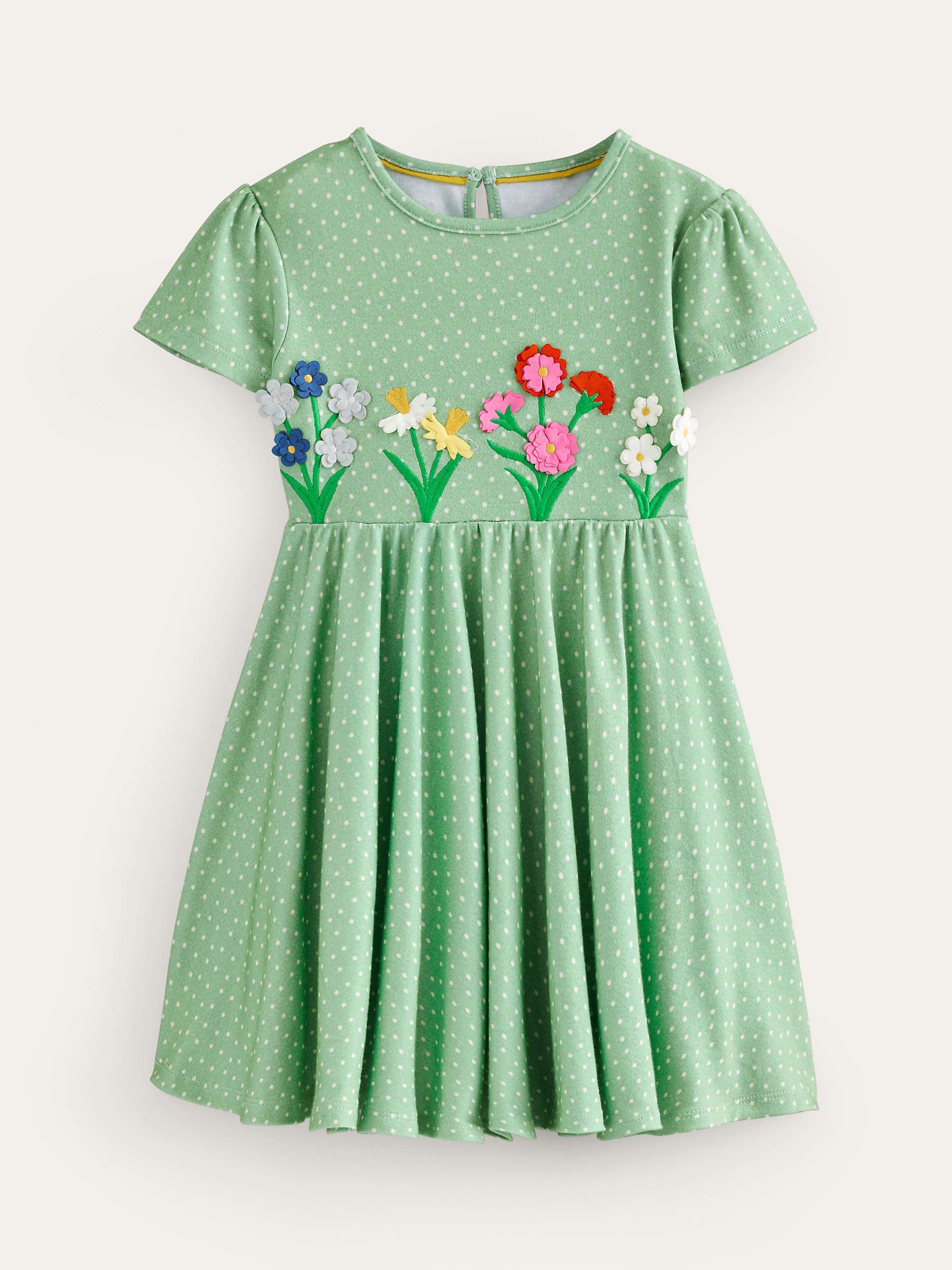 Buy Mini Boden Kids' Flutter Floral Twirly Dress, Pistachio Green Online at johnlewis.com