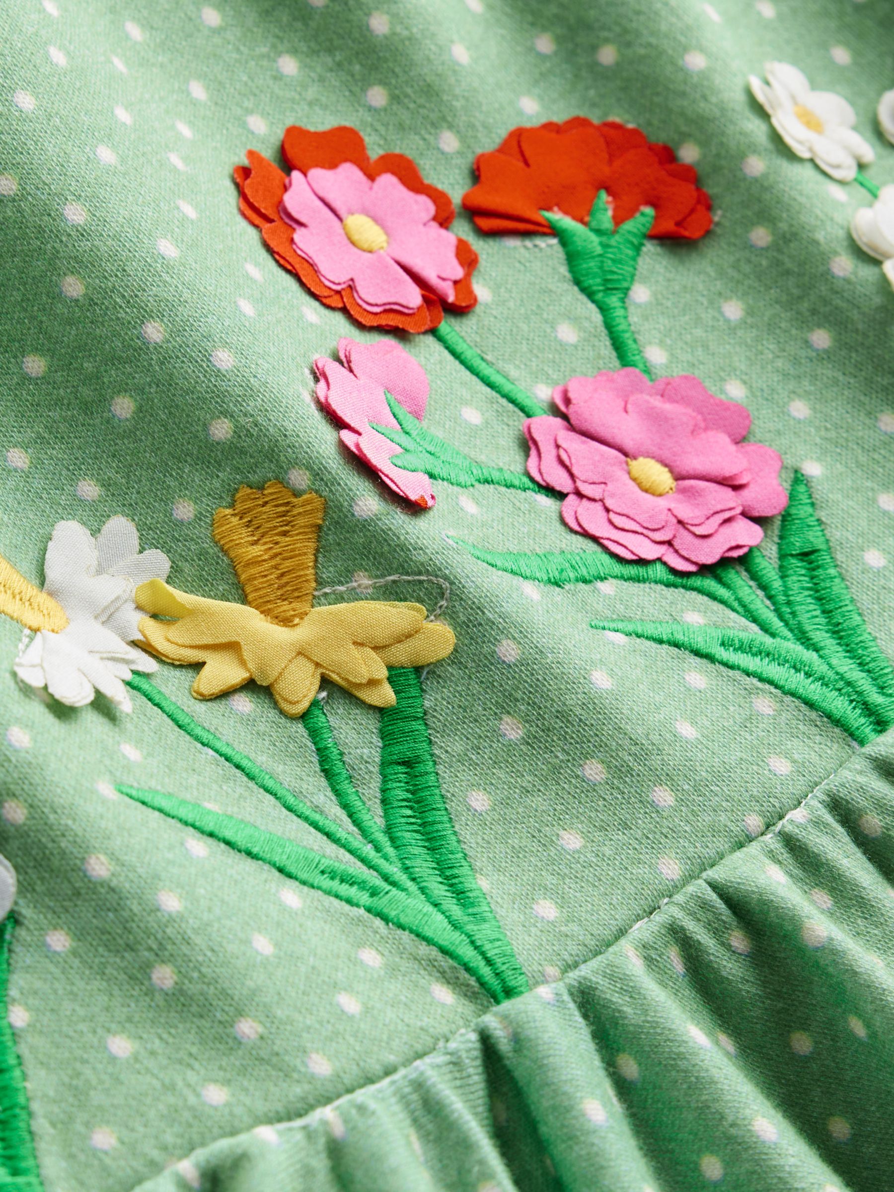 Mini Boden Kids' Flutter Floral Twirly Dress, Pistachio Green, 2-3 years