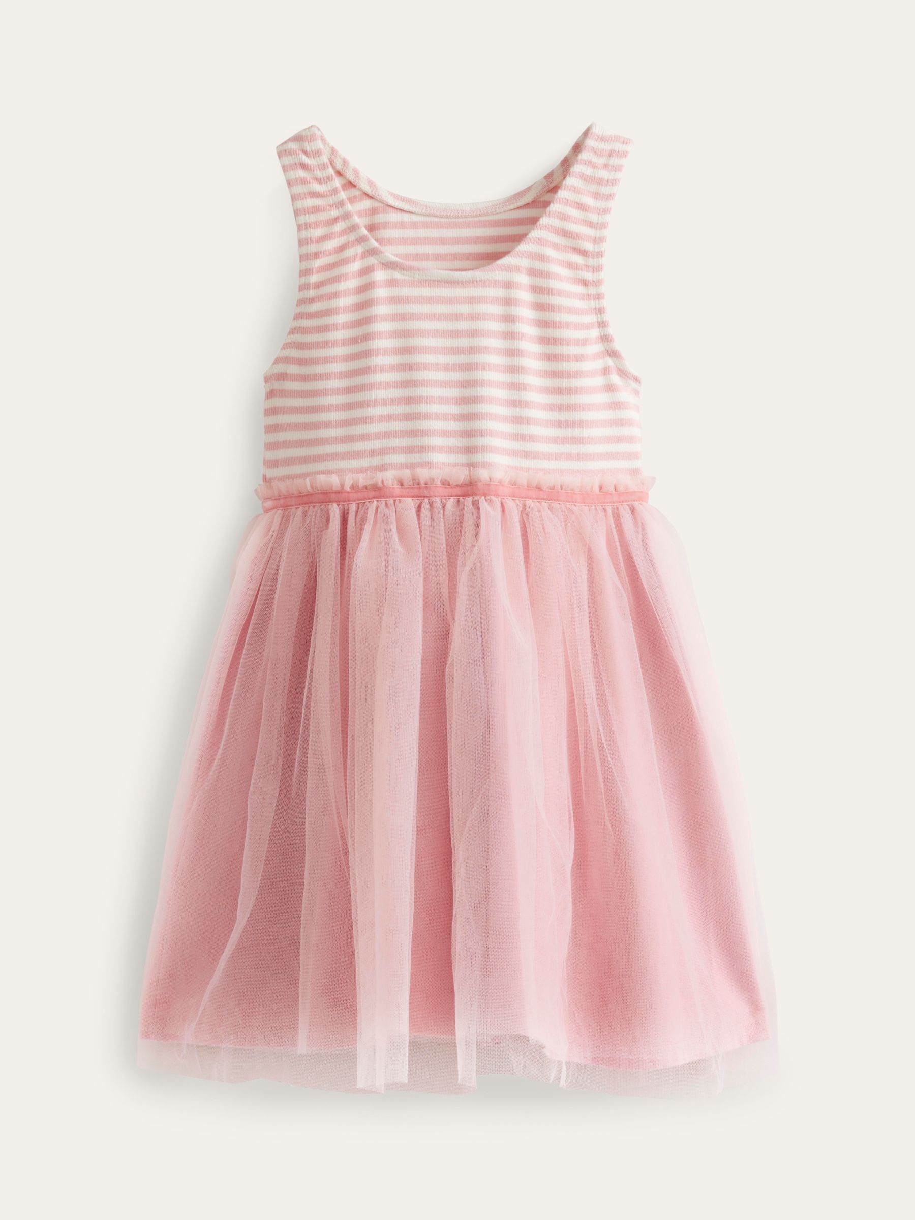 Buy Mini Boden Kids' Stripe Jersey Tulle Mix Dress, Pink/Ivory Online at johnlewis.com