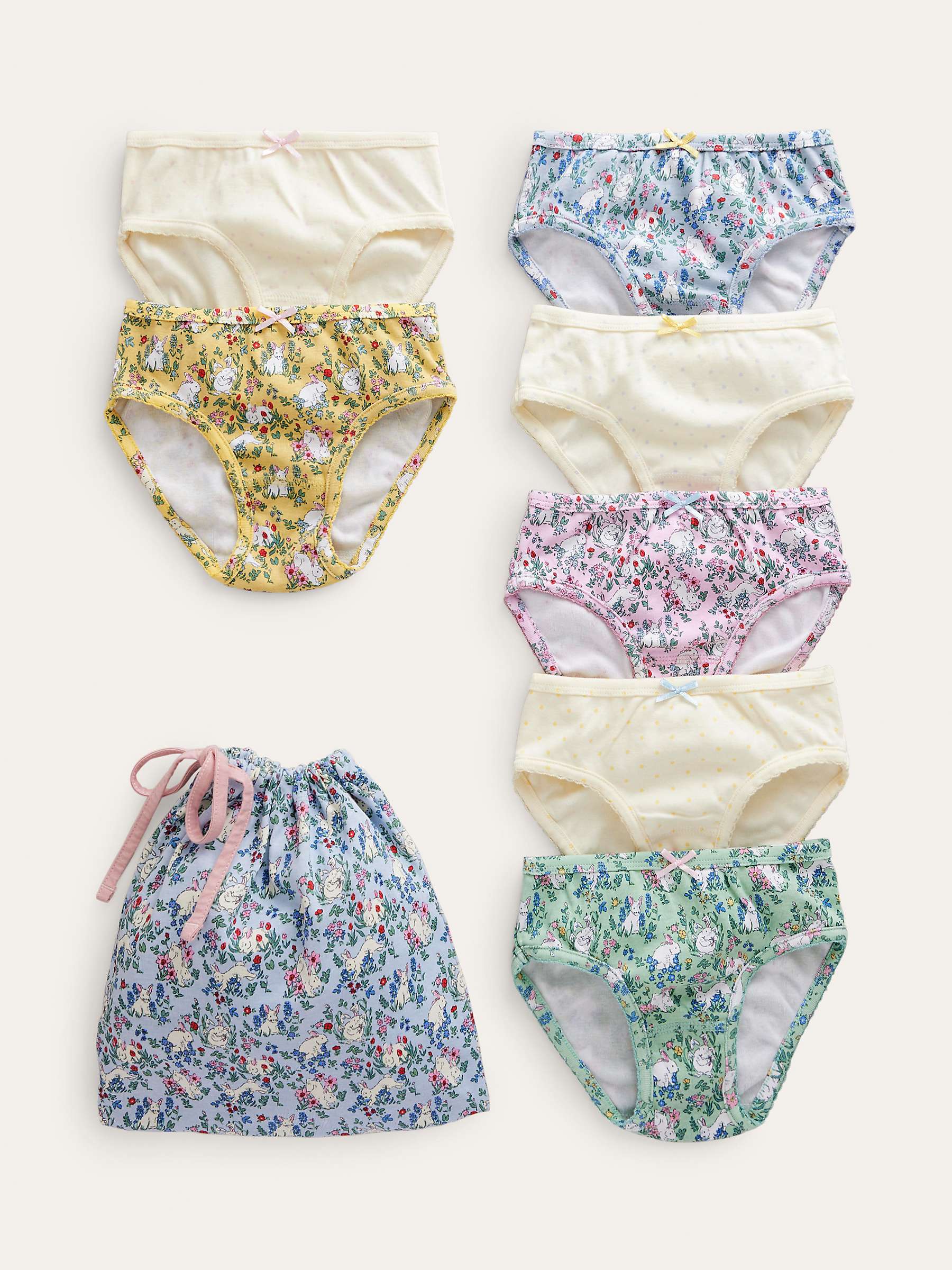 Buy Mini Boden Kids' Spring Bunnies Print Pants, Pack Of 7, Multi Online at johnlewis.com
