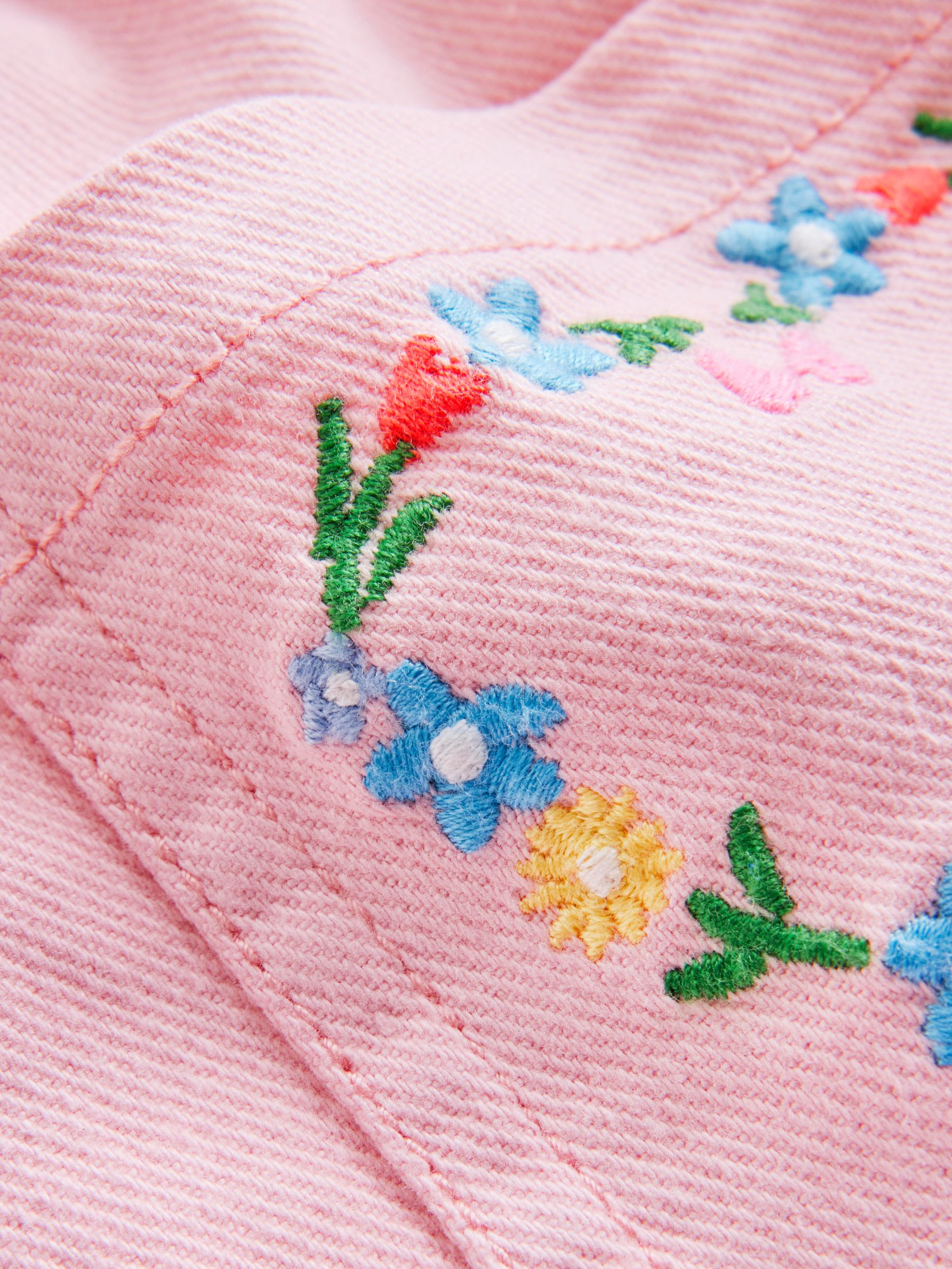 Mini Boden Kids' Floral Embroidered Paperbag Pull On Shorts, Ballet ...