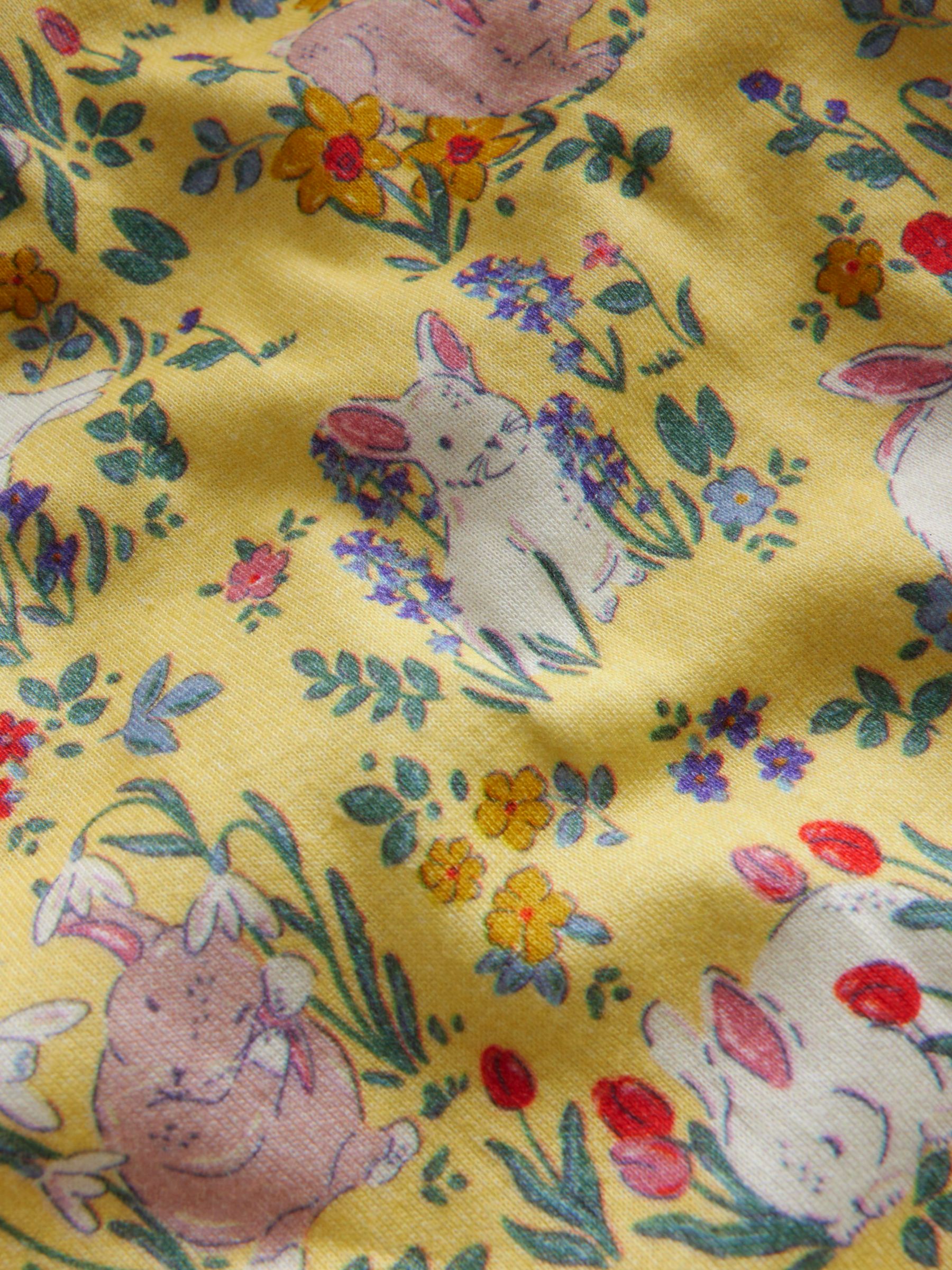 Buy Mini Boden Kids' Snug Floral Bunny Print Long John Pyjamas, Spring Yellow Online at johnlewis.com