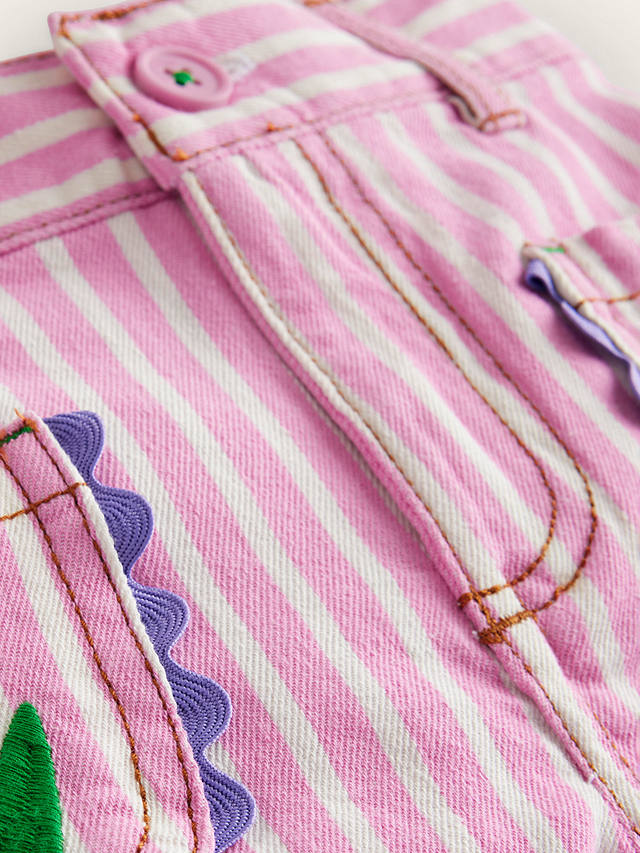 Mini Boden Girl's Tulip Patch Pocket Shorts, Pink/Ivory