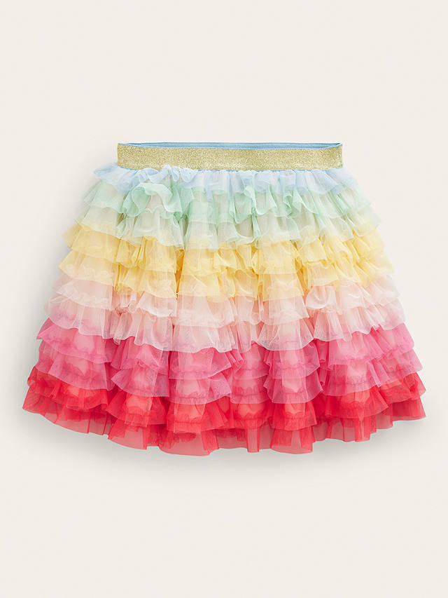 Mini Boden Kids' Rainbow Tulle Ruffle Skirt, Multi