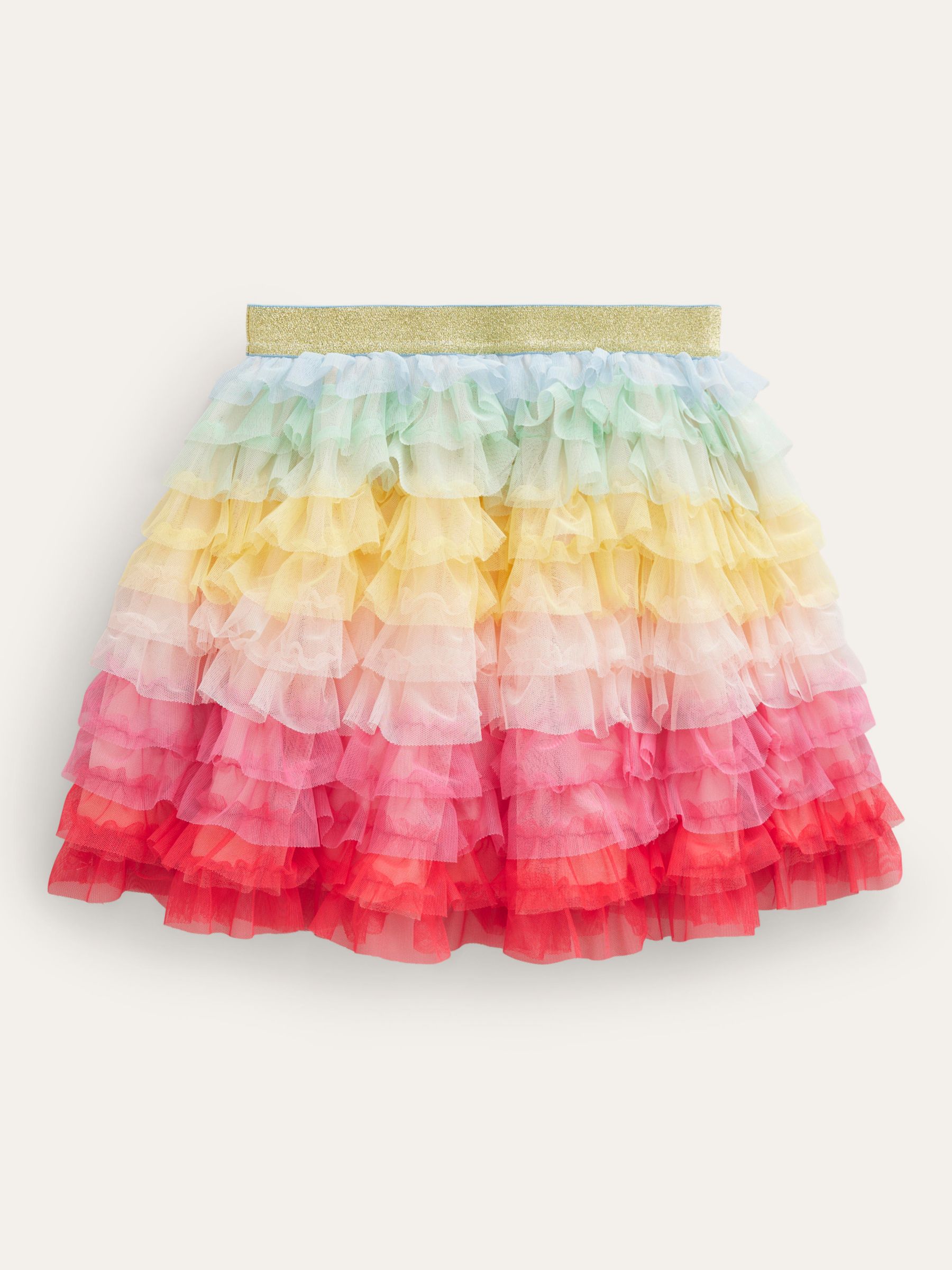 Mini Boden Kids' Rainbow Tulle Ruffle Skirt, Multi, 2-3 years