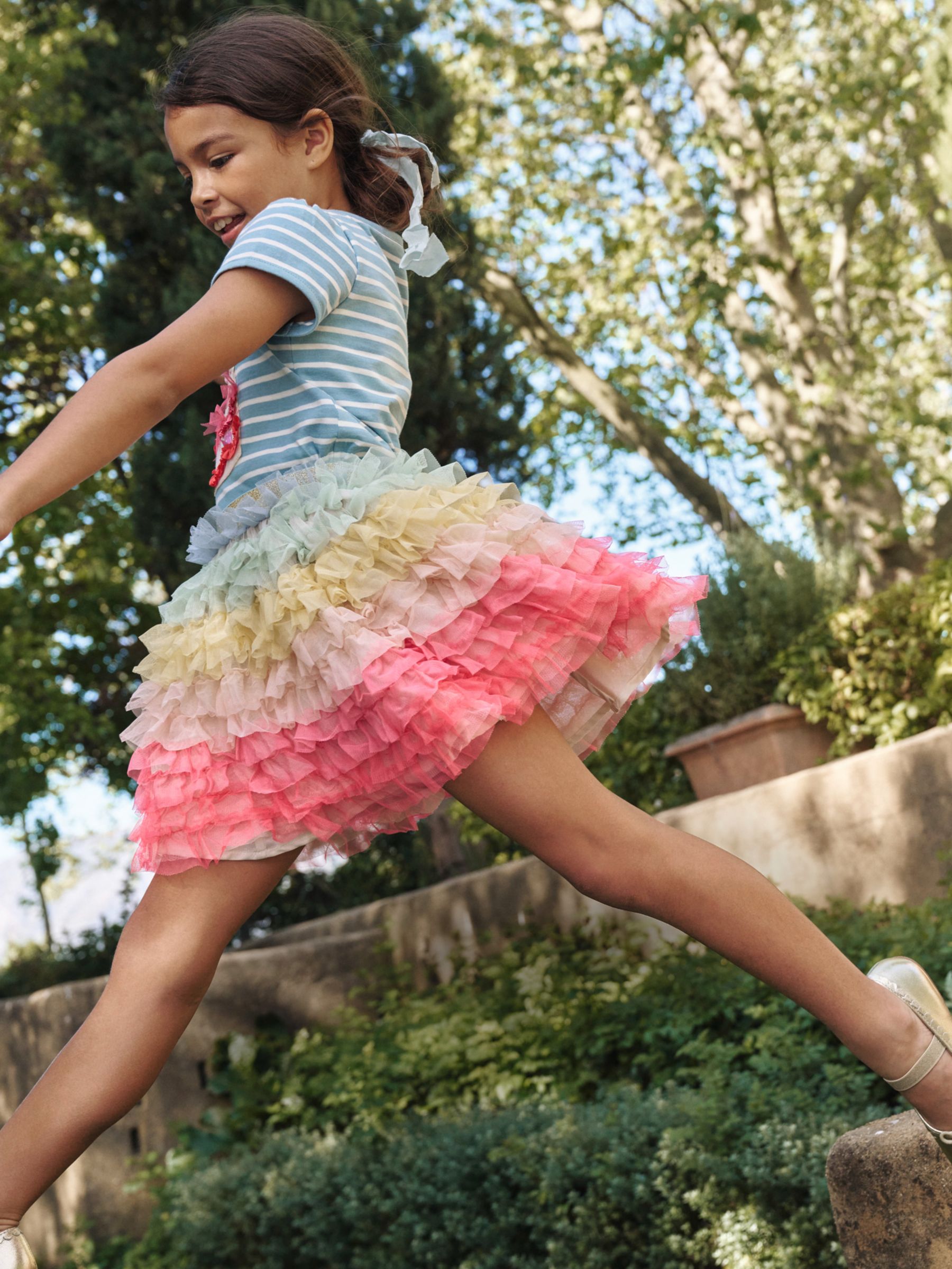 Mini Boden Kids' Rainbow Tulle Ruffle Skirt, Multi, 2-3 years