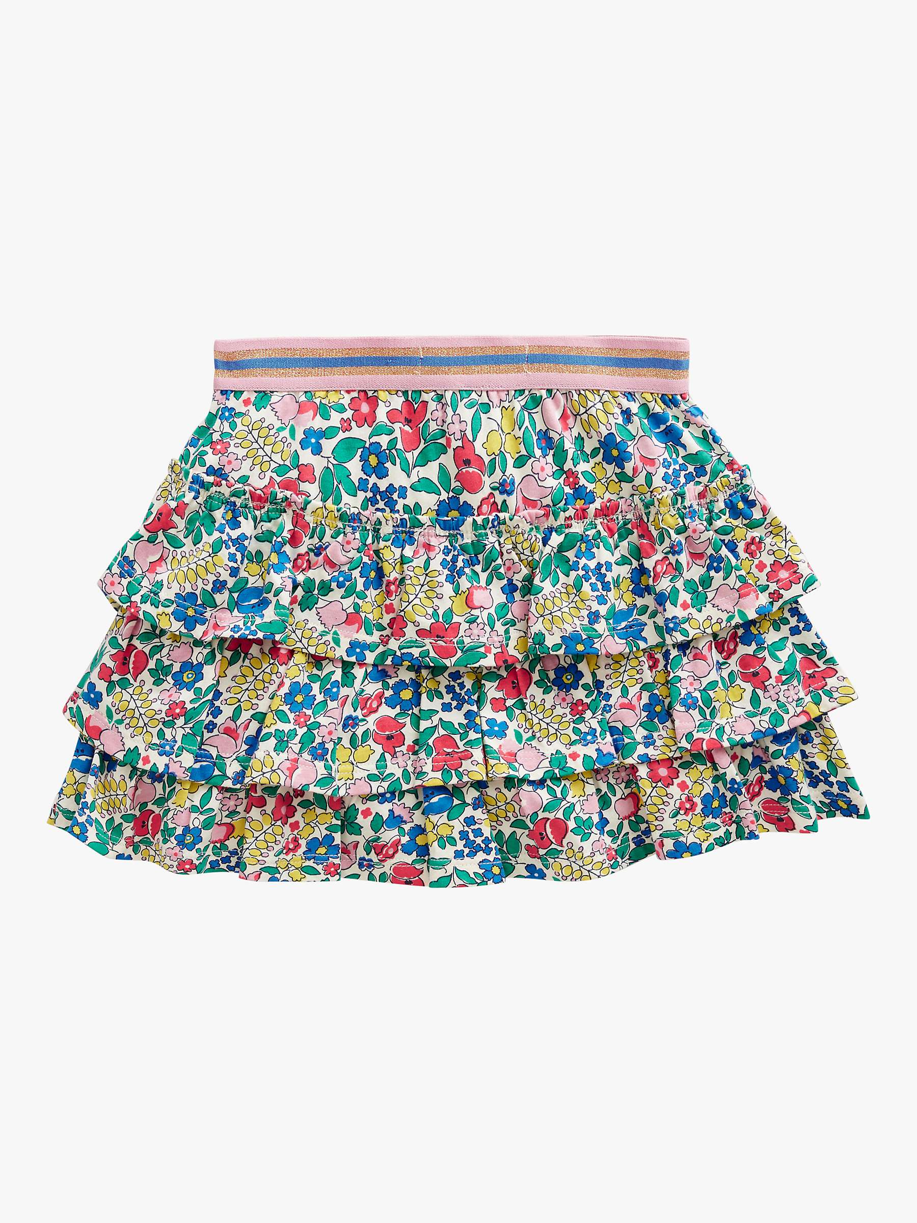 Buy Mini Boden Kids' Floral Print Ruffle Jersey Skort, Flowerbed/Multi Online at johnlewis.com