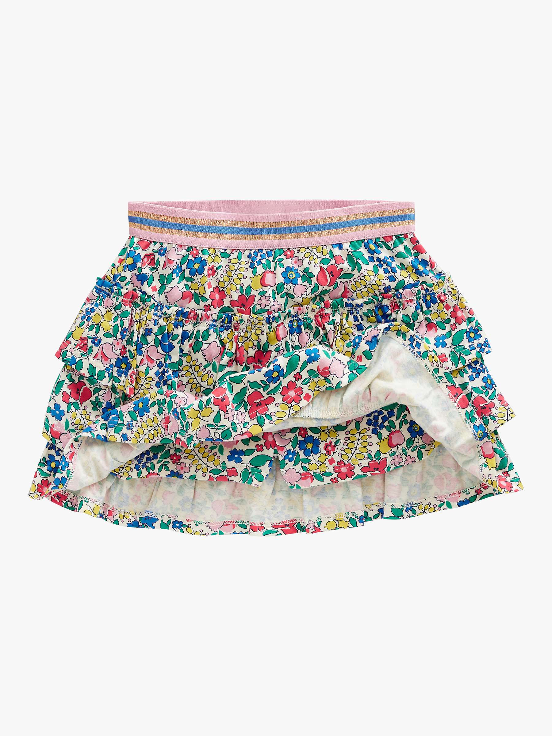 Buy Mini Boden Kids' Floral Print Ruffle Jersey Skort, Flowerbed/Multi Online at johnlewis.com