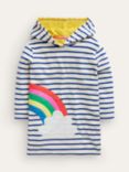 Mini Boden Kids' Applique Rainbow Towelling Throw-On, Ivory/Blue