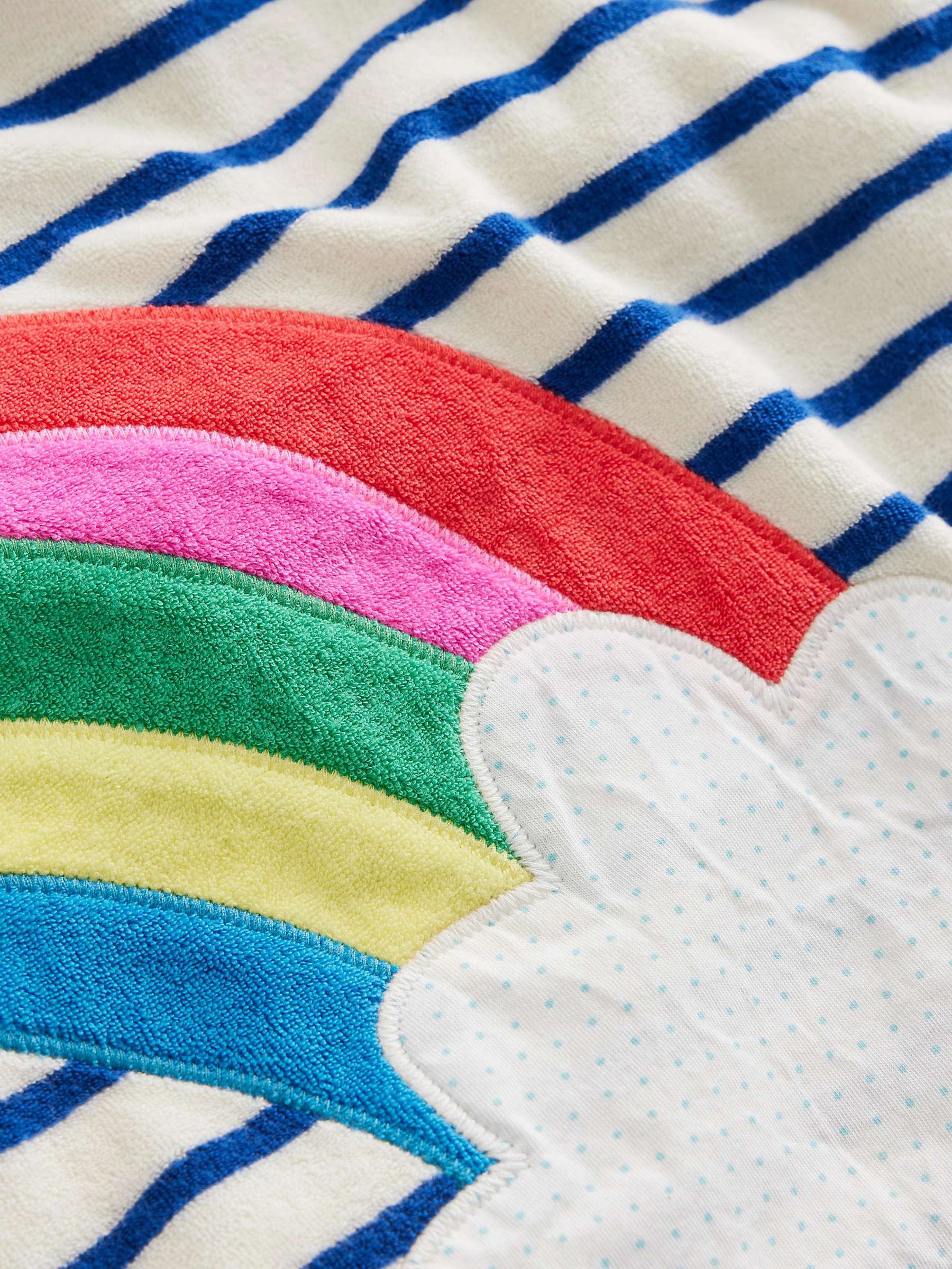 Buy Mini Boden Kids' Applique Rainbow Towelling Throw-On, Ivory/Blue Online at johnlewis.com