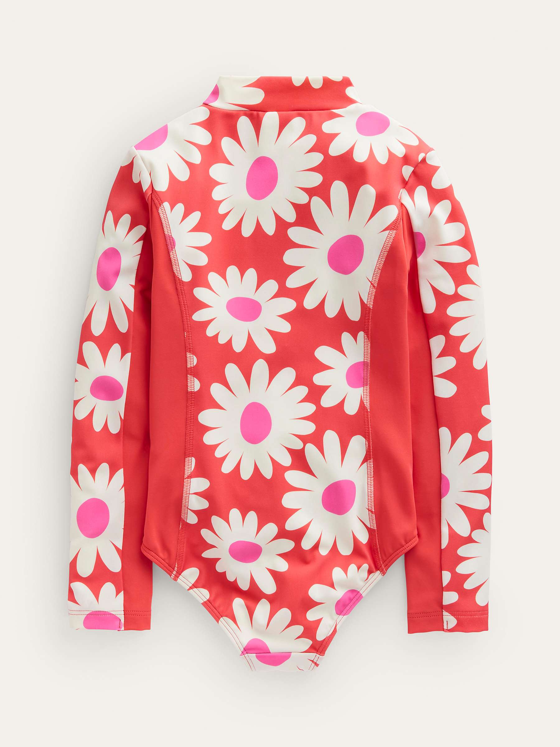 Buy Mini Boden Kids' Floral Print Long Sleeve Swimsuit, Cayenne Red Daisy Online at johnlewis.com