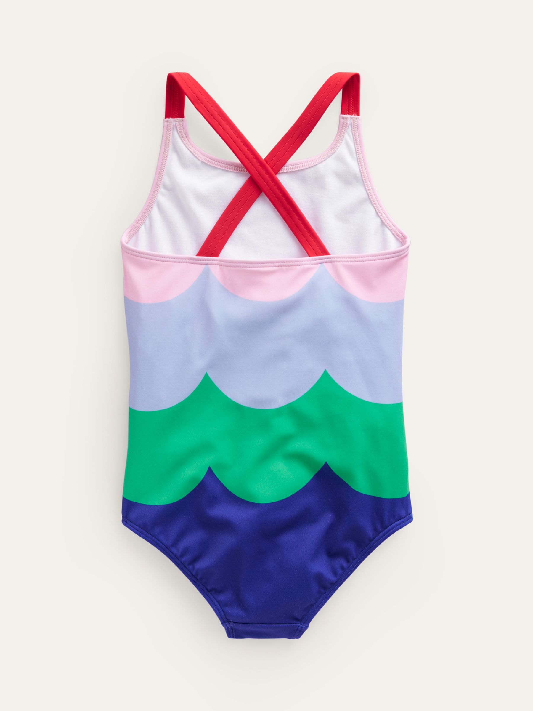Mini Boden Kids' Cross-Back Wave Stripe Print Swimsuit, Multi at John ...