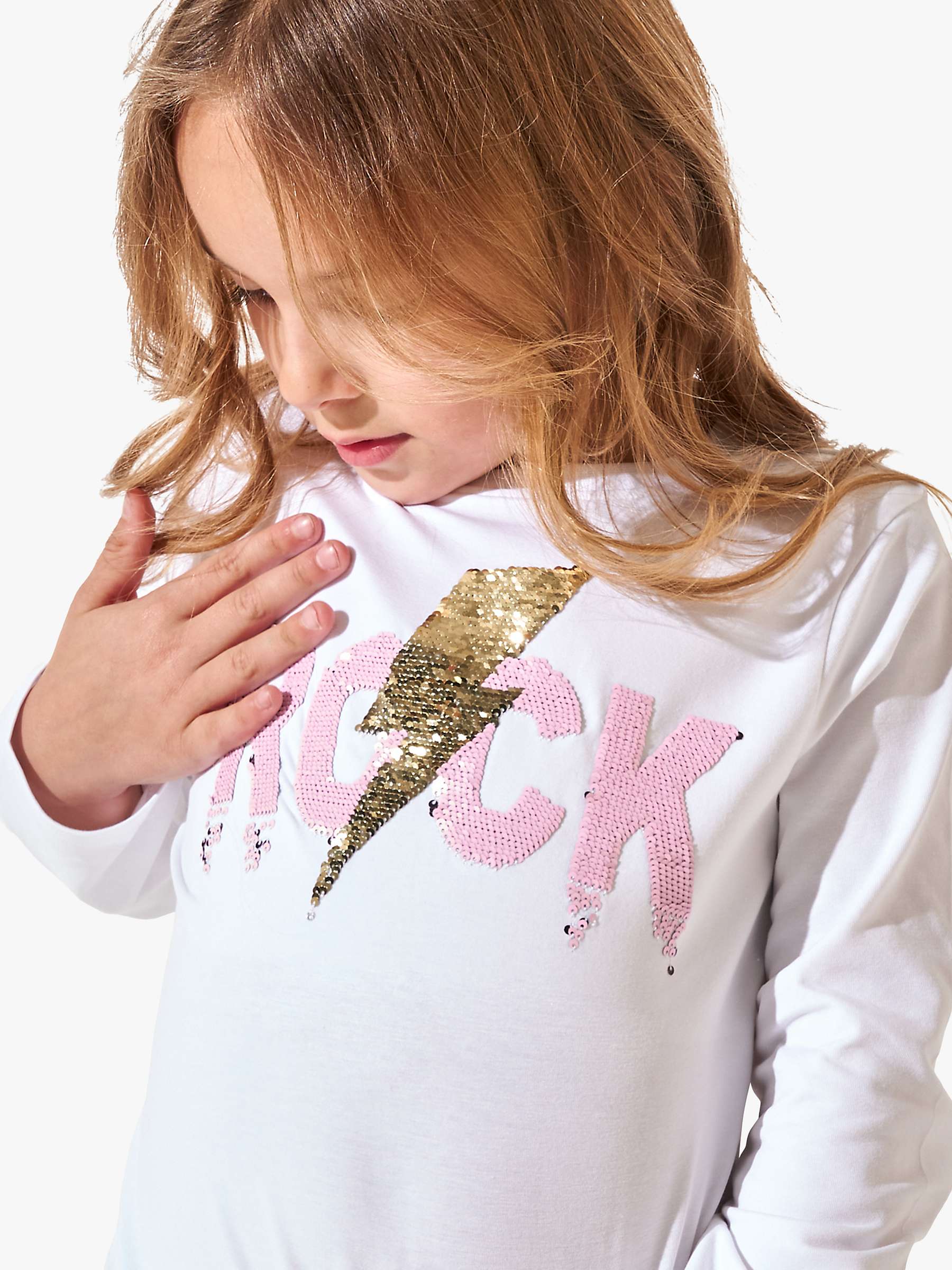 Buy Angel & Rocket Kids' Effie Sequin Rock Top, White/Multi Online at johnlewis.com