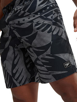 Speedo Endurance+ Digital 7cm Swim Shorts, Black/Dove Grey