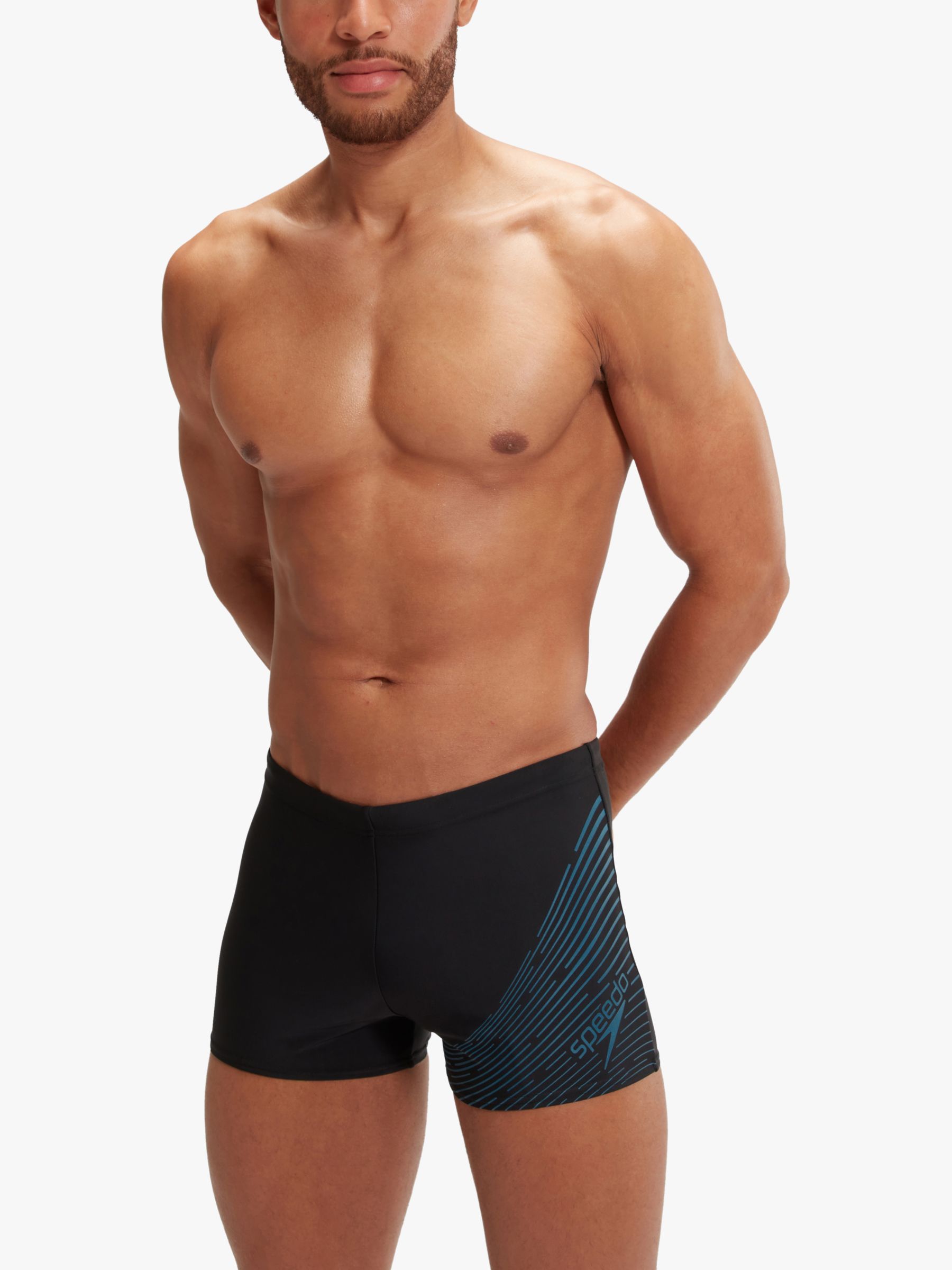 Speedo Medley 7cm Swim Shorts, Black/Dark Teal, 30