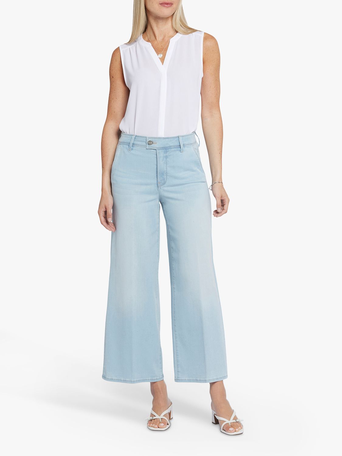 NYDJ Mona High Rise Wide Leg Ankle Jeans, Oceanfront at John Lewis