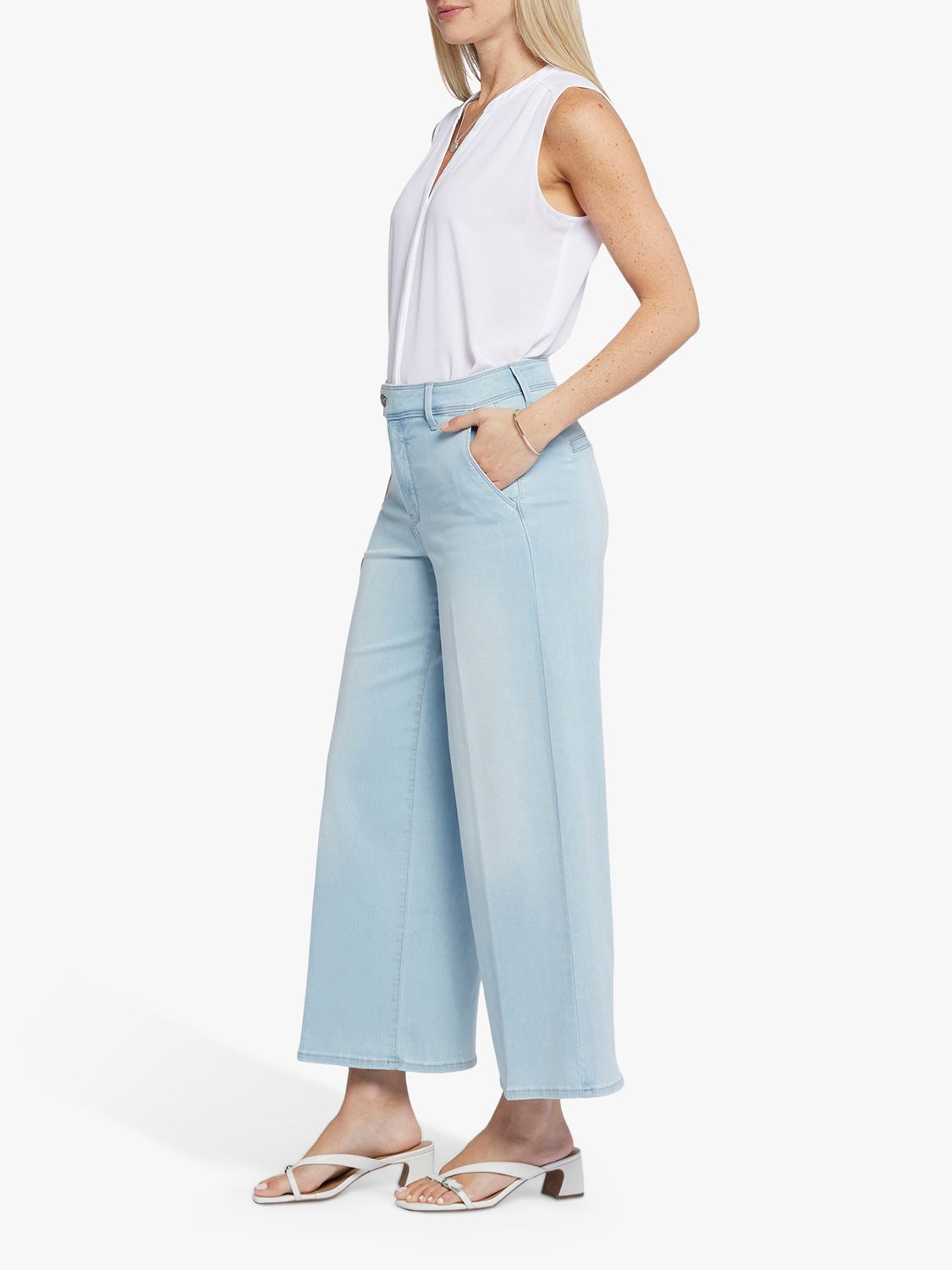 NYDJ Mona High Rise Wide Leg Ankle Jeans, Oceanfront, 20