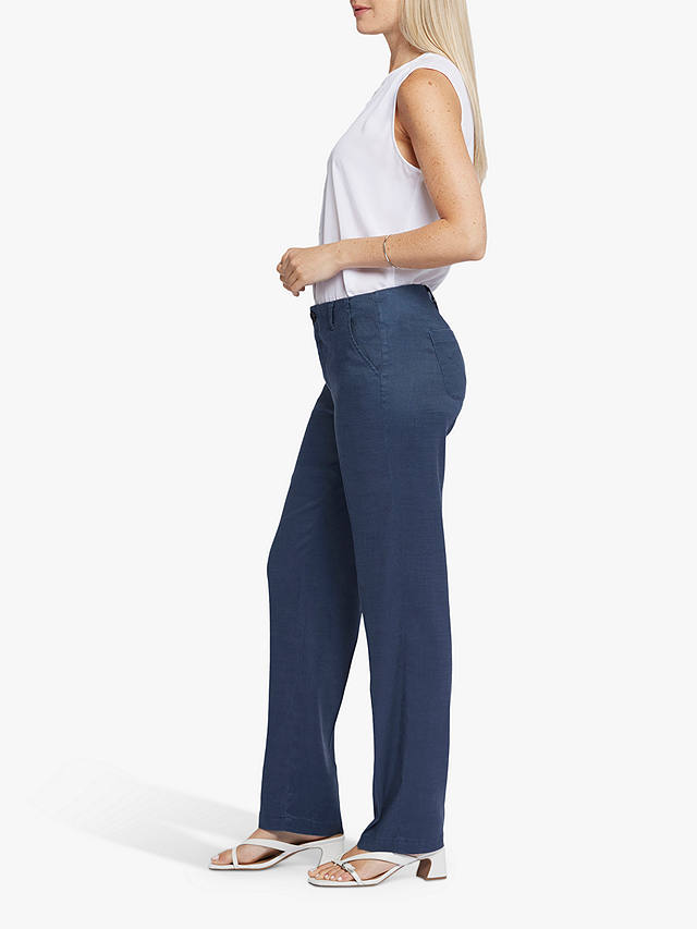 NYDJ Marilyn Linen Blend Straight Leg Trousers, Oxford Navy