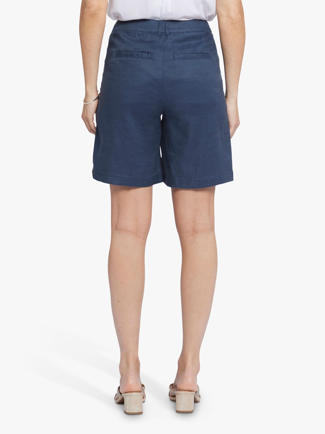 NYDJ Relaxed Stretch Linen Blend Shorts, Oxford Navy, 8