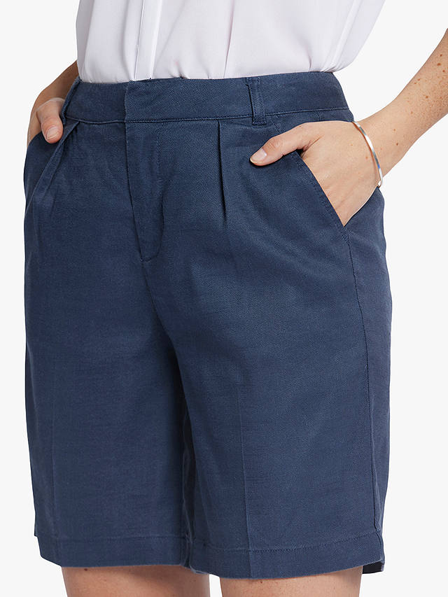 NYDJ Relaxed Stretch Linen Blend Shorts, Oxford Navy