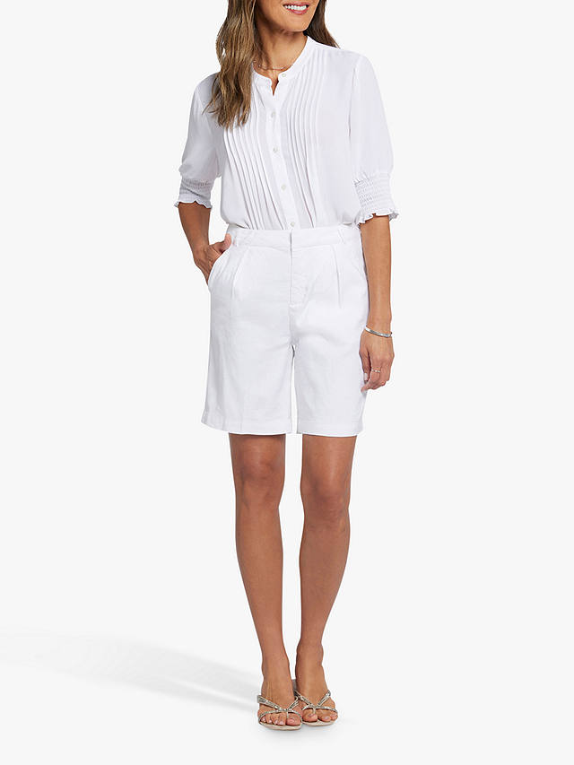 NYDJ Relaxed Stretch Linen Blend Shorts, Optic White