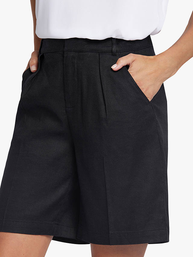 NYDJ Relaxed Stretch Linen Blend Shorts, Black